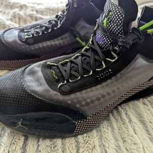 Jordan Black and Purple Athletic Shoes